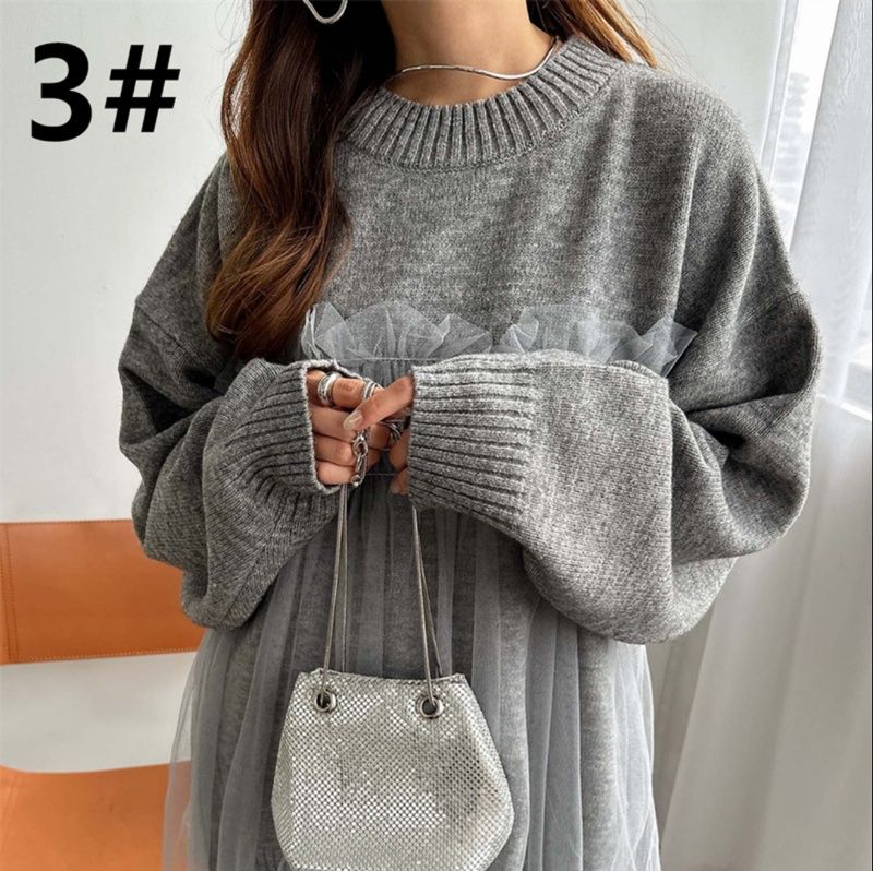 白ブラウス 秋冬新作 重ね着風シャツ 体型カバー 長袖 レディース