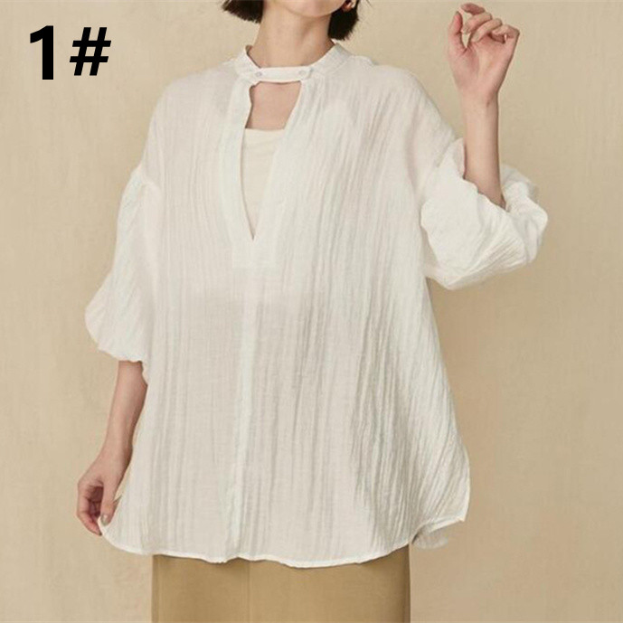 白ブラウス 体型カバー 七分袖 白シャツ レディース おしゃれ 着回し