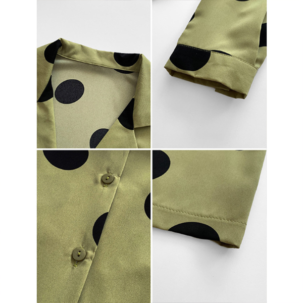 白ブラウス 大人ドット柄シフォンブラウス上品きれいめ長袖シャツ