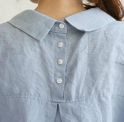 白ブラウス 上品な長袖リネンチュニック ゆったりシャツブラウス レディース