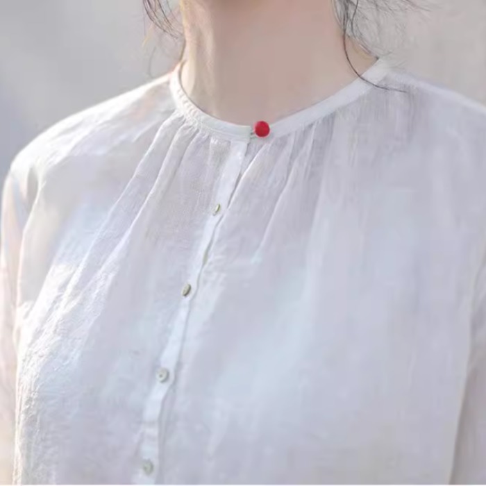 白ブラウス 優美シルエット立体感ブラウスチュニック