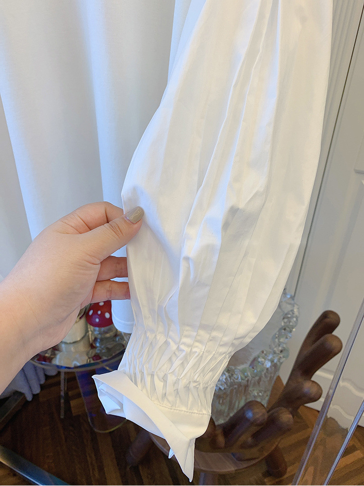 白ブラウス シャツ 長袖 体型カバー おしゃれ 韓国風 レディース