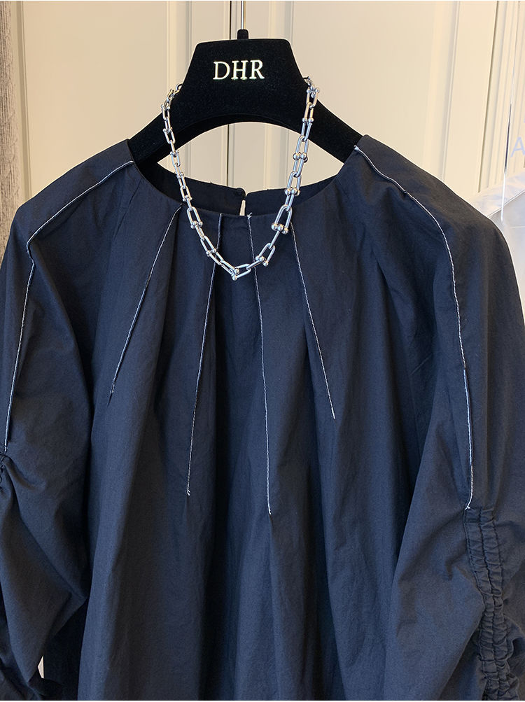 白ブラウス 体型カバー長袖シャツ 韓国風大人可愛いブラウス