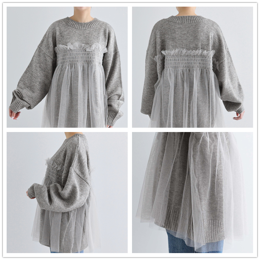 白ブラウス 秋冬新作 重ね着風シャツ 体型カバー 長袖 レディース