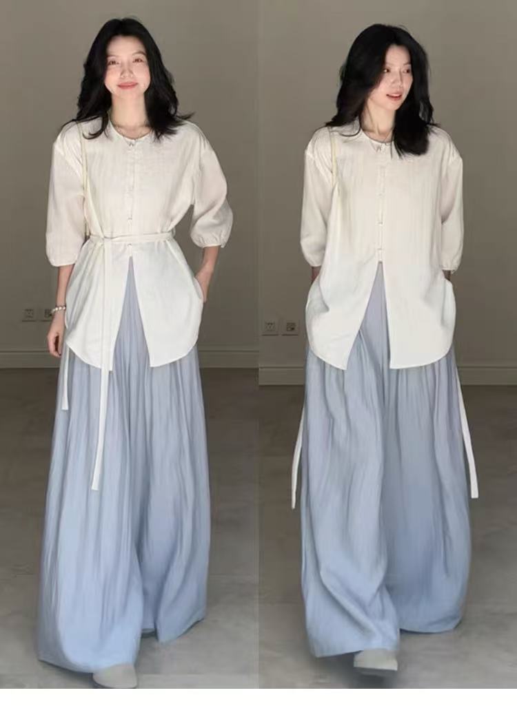 白ブラウス 優雅なシルエットチュニック