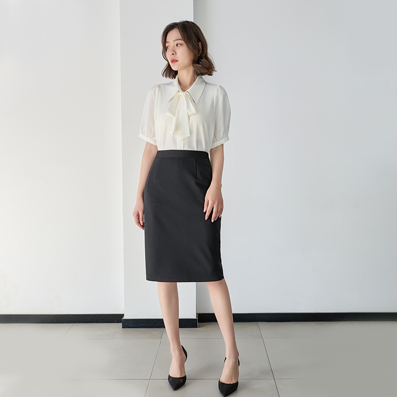白ブラウス 優美リボンタイ ブラウス