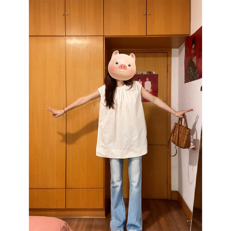 白ブラウス ギャザーネック チュニックブラウス
