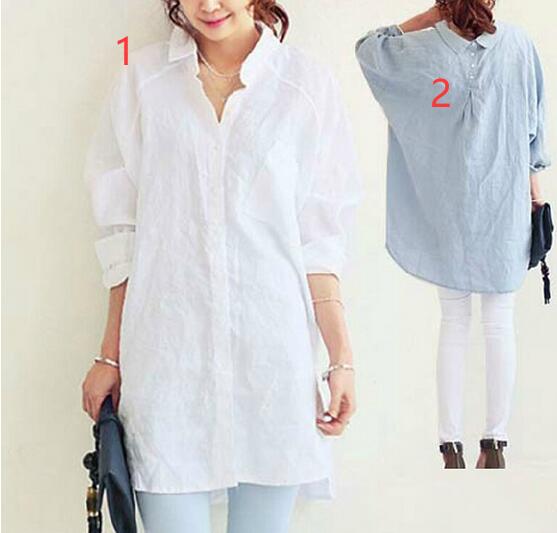 白ブラウス 上品な長袖リネンチュニック ゆったりシャツブラウス レディース