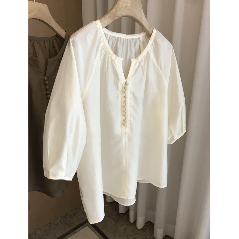 白ブラウス レディース長袖シャツ おしゃれブラウス 2色展開