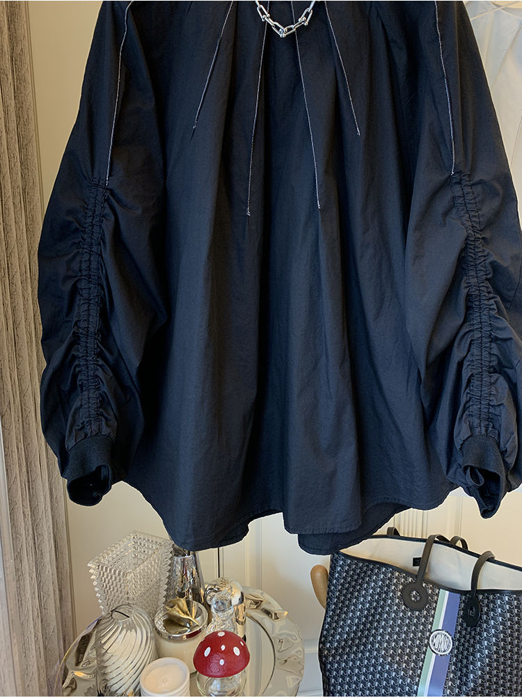 白ブラウス 体型カバー長袖シャツ 韓国風大人可愛いブラウス