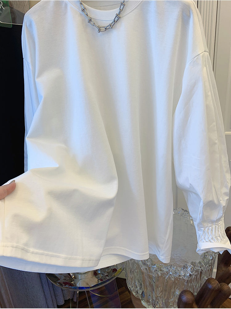 白ブラウス シャツ 長袖 体型カバー おしゃれ 韓国風 レディース