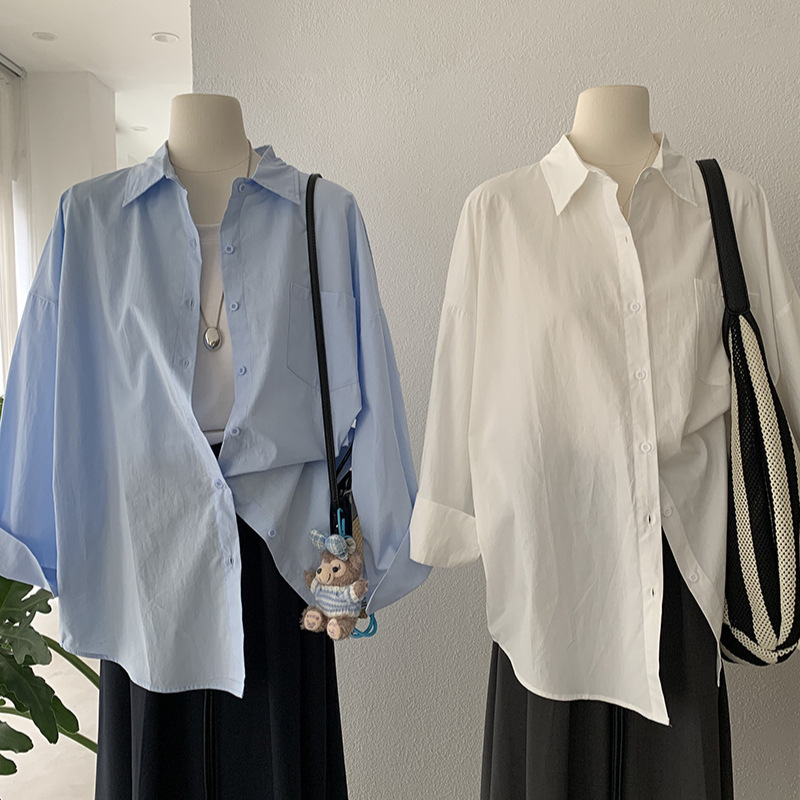 白ブラウス 秋新作 レディース 長袖シャツ ゆったり シルエット 6色展開