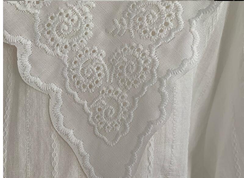 韓国風レース襟白ブラウス長袖トップス3色展開