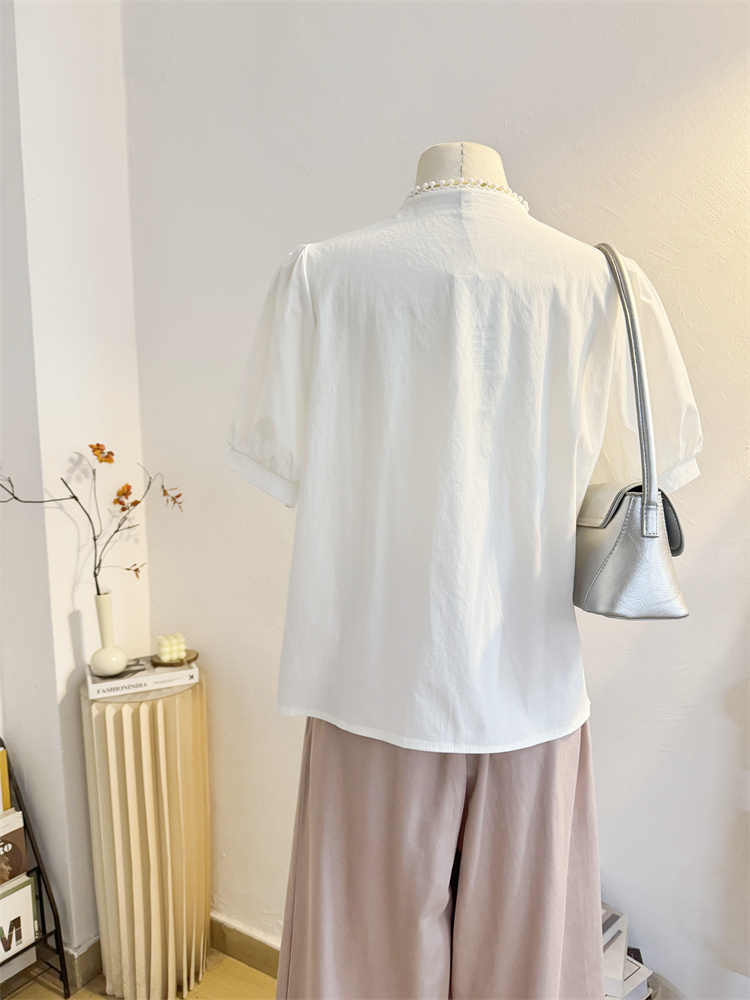 白ブラウス 優雅なピンタックフリルブラウス