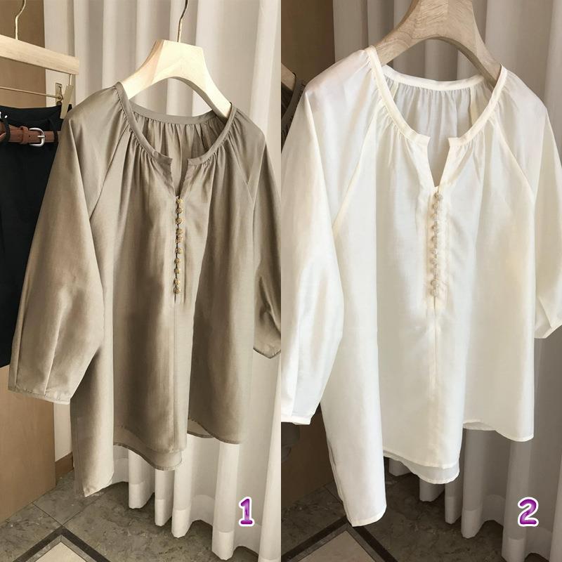 白ブラウス レディース長袖シャツ おしゃれブラウス 2色展開