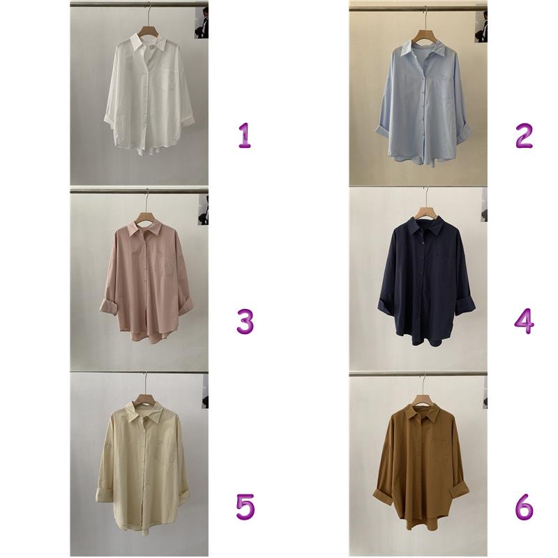 白ブラウス 秋新作 レディース 長袖シャツ ゆったり シルエット 6色展開
