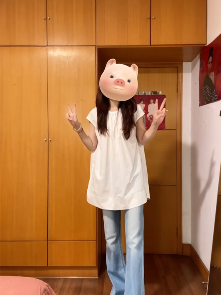 白ブラウス ギャザーネック チュニックブラウス