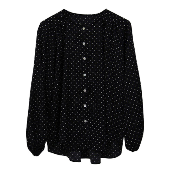 白ブラウス 上品ドット柄シフォンブラウス きれいめカジュアル長袖