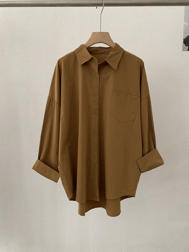 白ブラウス 秋新作 レディース 長袖シャツ ゆったり シルエット 6色展開