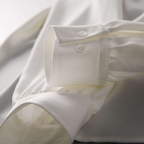 白ブラウス 上品ボウタイブラウス白黒長袖きれいめシャツ