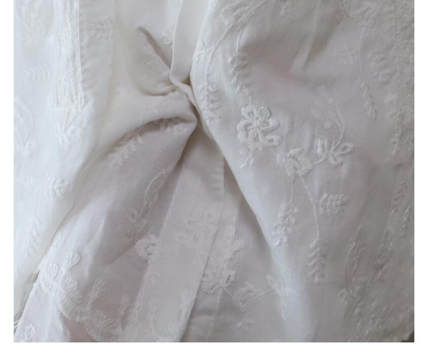 白ブラウス レース刺繍韓国風ブラウス長袖トップス2色