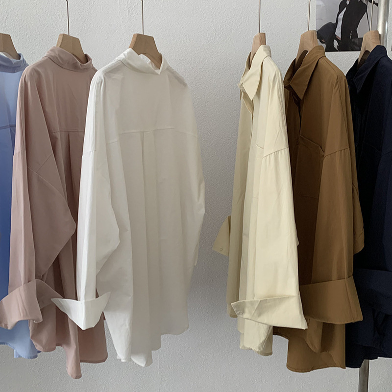 白ブラウス 秋新作 レディース 長袖シャツ ゆったり シルエット 6色展開