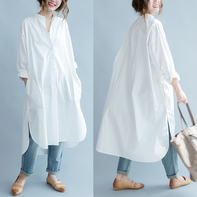 ブルベ服　清楚感溢れる白シャツワンピース（ブルベ夏向け・ブルベ冬向け）