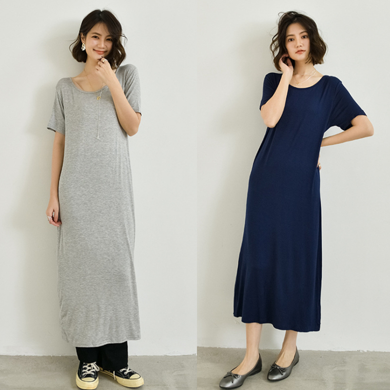 ワンピース　素肌に優しいロング丈Tワンピース（ブルベ夏向け・ブルベ冬向け）