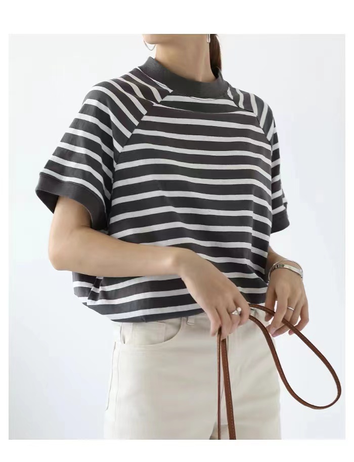 Tシャツ　洗練モックネックラグランスリーブ（ブルベ夏・ブルベ冬）