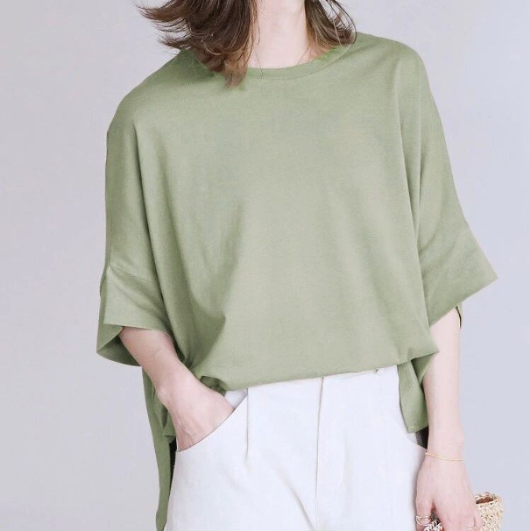 Tシャツ　ゆったりシルエット五分袖カットソー（ブルベ夏向け・ブルベ冬向け）