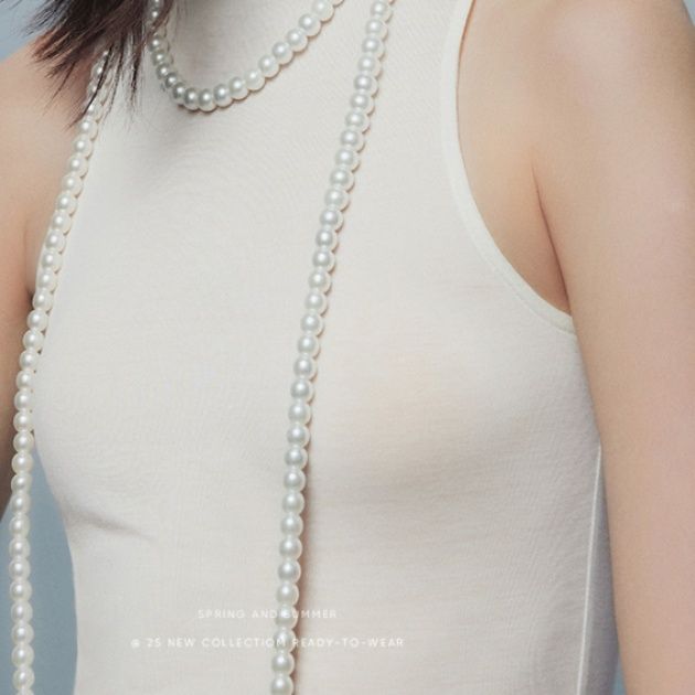 ニット　重ね着風パールデコレーションニット（ブルベ夏向け・ブルベ冬向け）