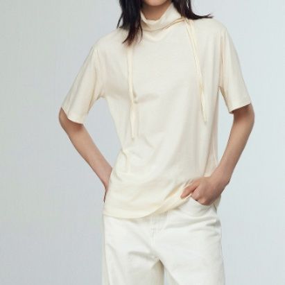 Tシャツ　ドローストリング ハイネックプルオーバー（ブルベ夏向け）