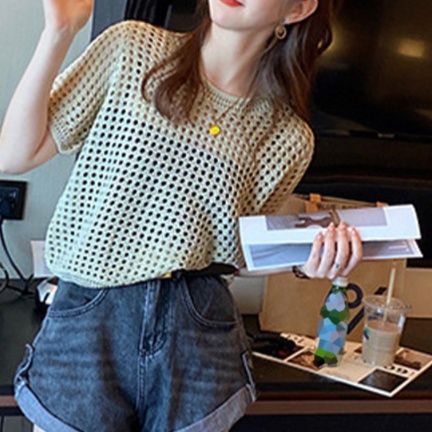 Tシャツ 透かし編みサマーニット レディースTシャツ（ブルベ夏向け・ブルベ冬向け）
