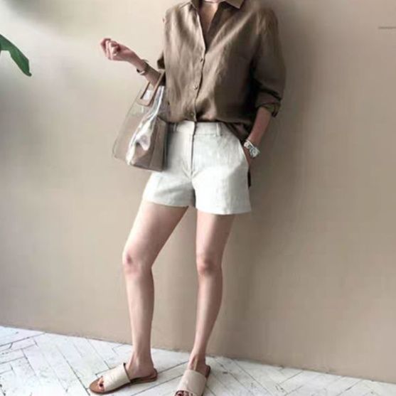 シャツ　上質リネン風合いシャツ（ブルベ夏向け・ブルベ冬向け）