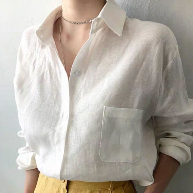 シャツ　上質リネン風合いシャツ（ブルベ夏向け・ブルベ冬向け）