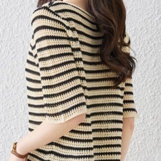 Tシャツ　クラシック横縞ニットトップス（ブルベ夏向け・ブルベ冬向け）