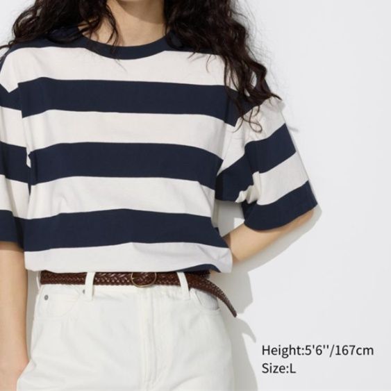 Tシャツ　爽やかボーダークルーネック（ブルベ夏・ブルベ冬向け）