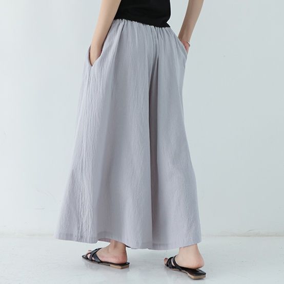 パンツ　ゆったり優雅な麻混フレアパンツ（ブルベ夏向け・ブルベ冬向け）