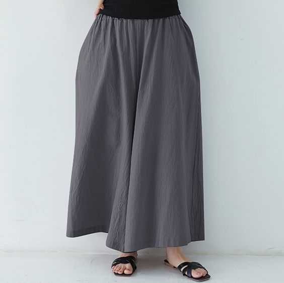 パンツ　ゆったり優雅な麻混フレアパンツ（ブルベ夏向け・ブルベ冬向け）
