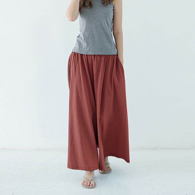 パンツ　ゆったり優雅な麻混フレアパンツ（ブルベ夏向け・ブルベ冬向け）