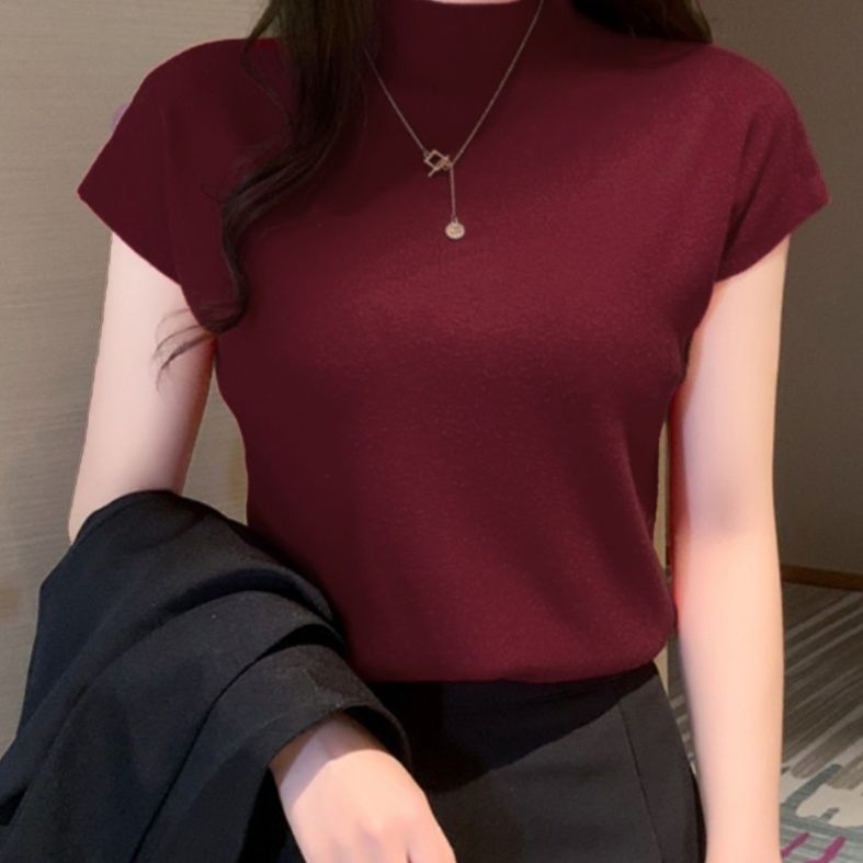 ブルベ服　高品質サマーニット ハイネック フレンチスリーブ（ブルベ夏向け・ブルベ冬向け）
