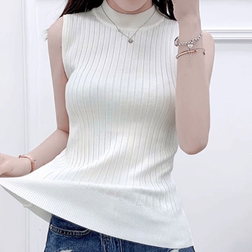 ブルベ服　ブルベ映えリブノースリーブサマーニット（ブルベ夏向け・ブルベ冬向け）