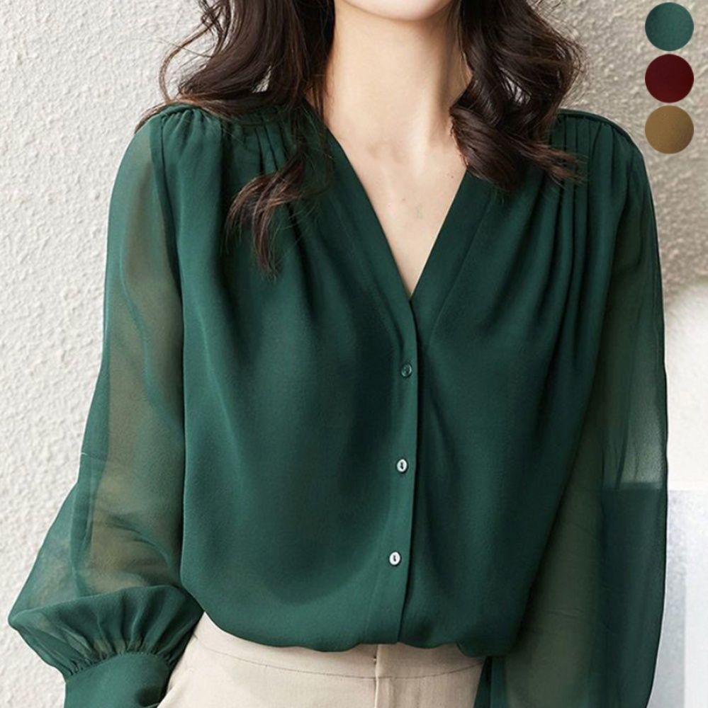 イエベ服　 シフォンブラウス 通勤きれいめ上品シャツ（イエベ春向け・イエベ秋向け）