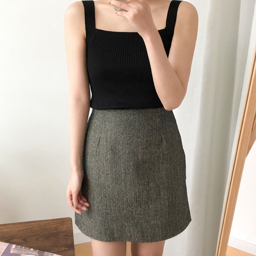 ブルベ服　スクエアネック リブニット タンクトップ Tシャツ（ブルベ夏向け・ブルベ冬向け）