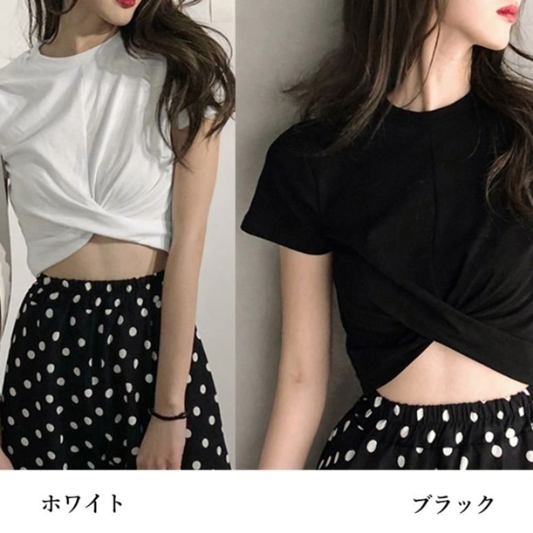 ブルベファ服　クロスデザイン ショート丈Tシャツ（ブルベ夏向け・ブルベ冬向け）
