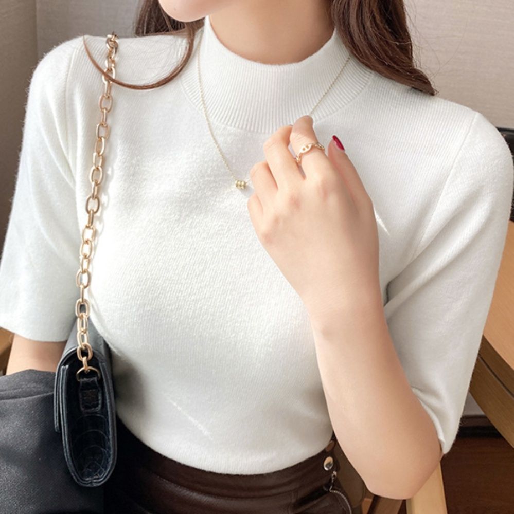 イエベ服　モックネック 五分袖 サマーニット（イエベ春向け・イエベ秋向け）