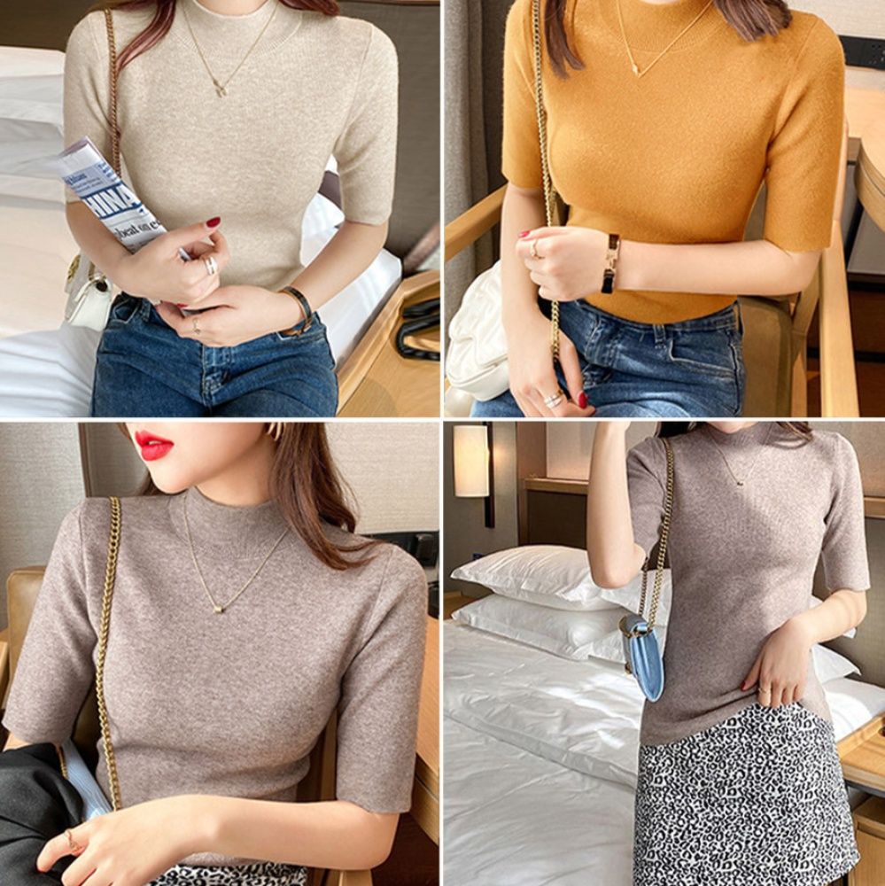 イエベ服　モックネック 五分袖 サマーニット（イエベ春向け・イエベ秋向け）
