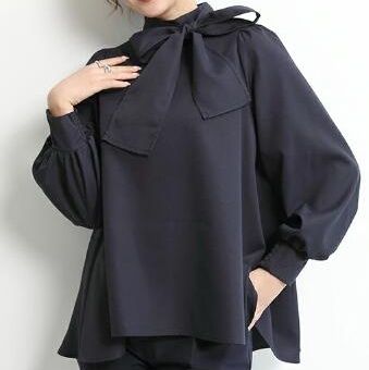 ブルベ服　リボンデザイン シャツブラウス（ブルベ夏向け・ブルベ冬向け）