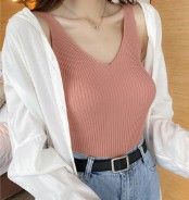 イエベ服　リブVネック ニットキャミソール（イエベ春・イエベ秋向け）