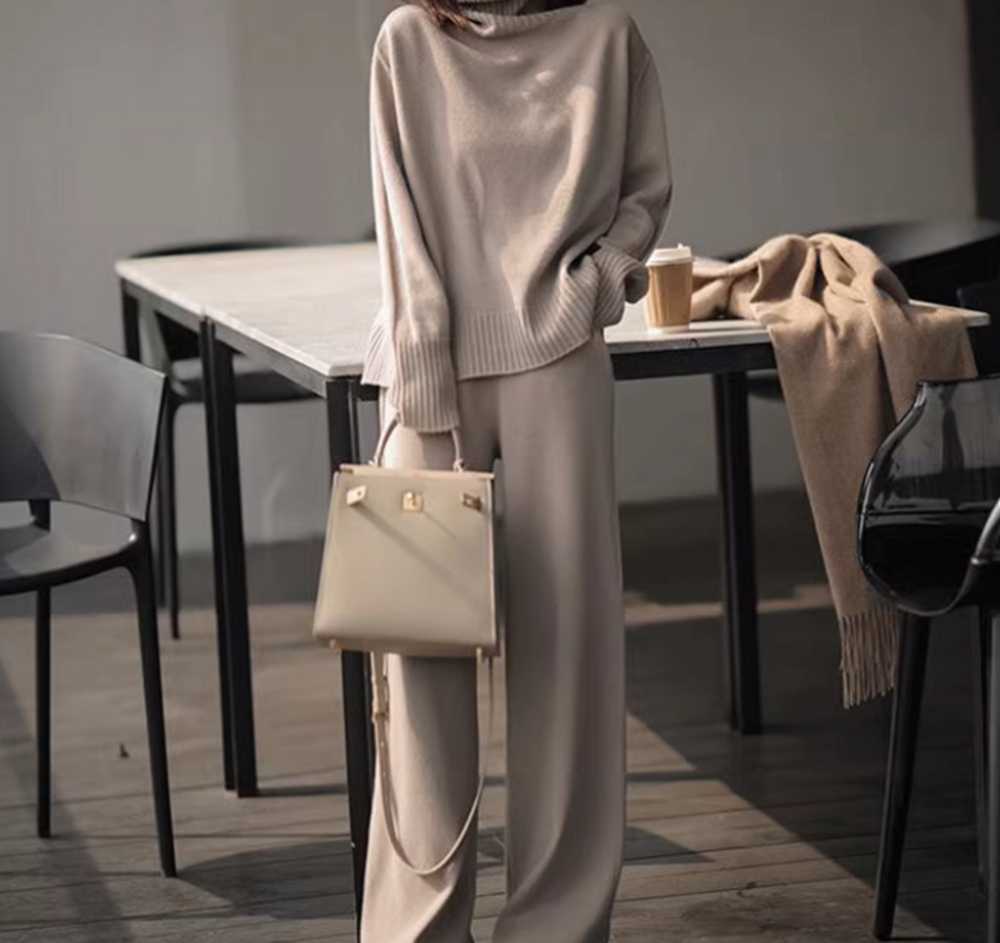 ブルベ服　ハーフネック ニット&パンツ セットアップ（ブルベ夏向け・ブルベ冬向け）